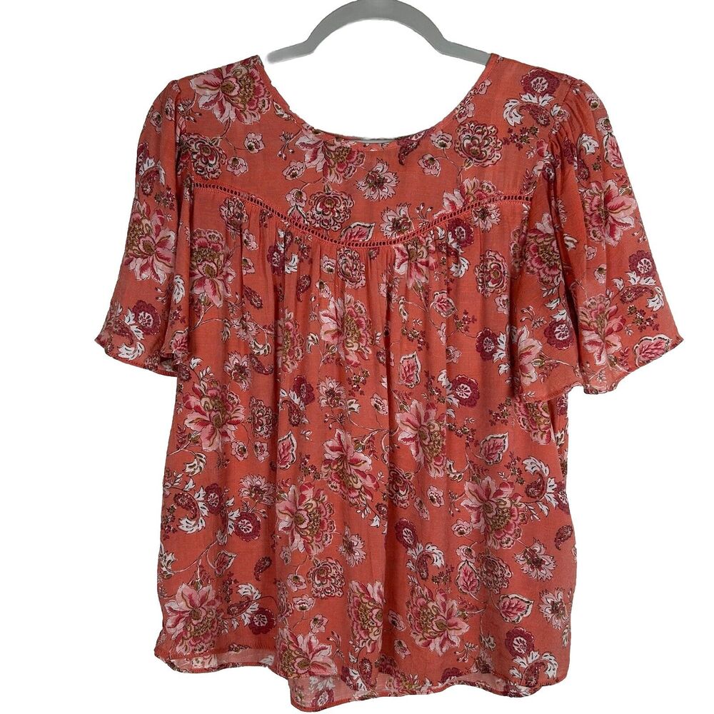 Nanette Lepore Sz M gathered Boho blouse Bohemian Peasant Cottagecore Feminine
